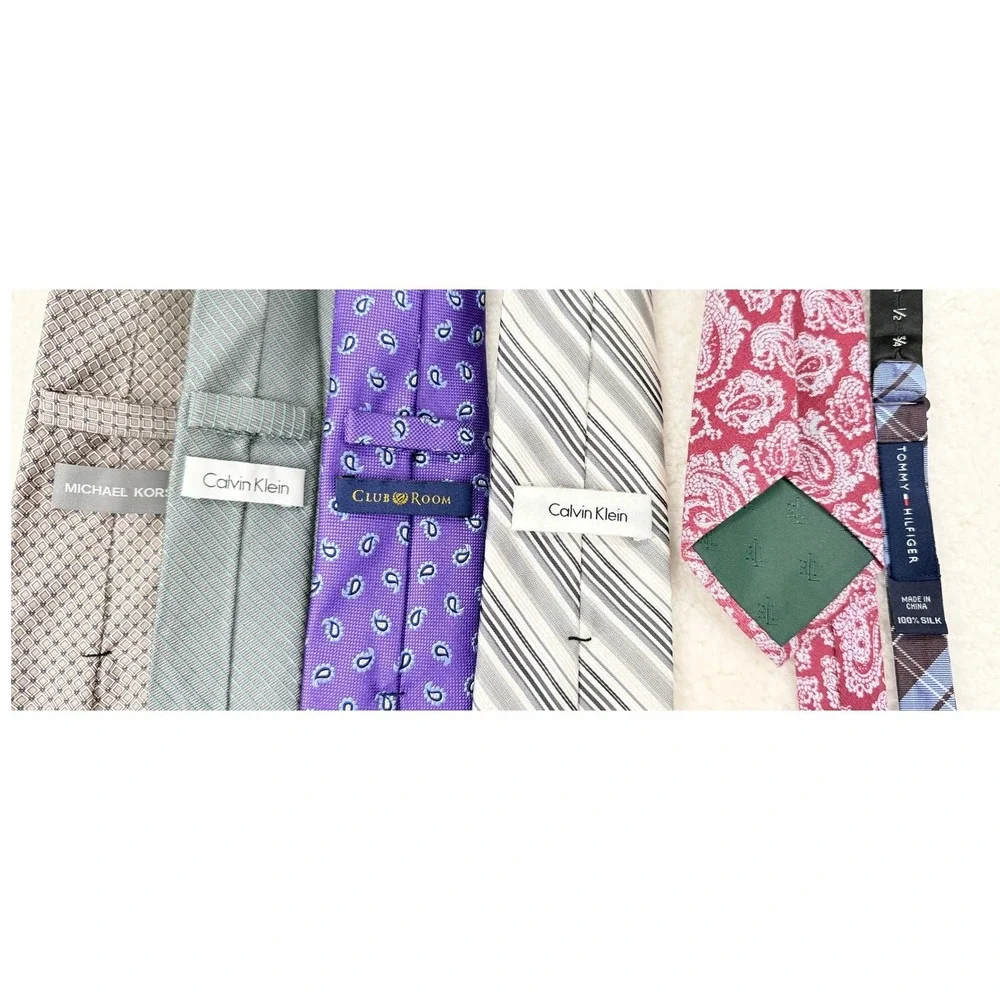 Mens Ralph Lauren Calvin Klein Michael Kors Tie Lot‎ 6pc Multicolor Silk Linen